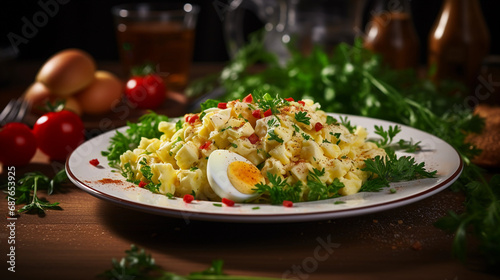 Savoring Freshness - A Delicious Serving of Egg Salad with Vibrant Fresh Ingredients