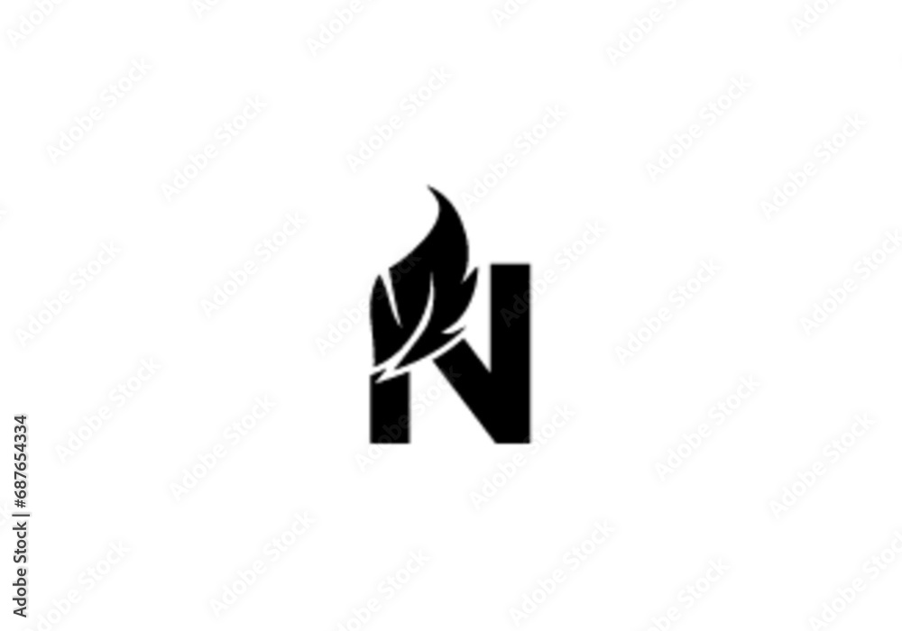 N-leaf letter logo with vector