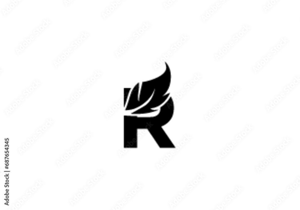 Fototapeta premium R-leaf letter logo with vector