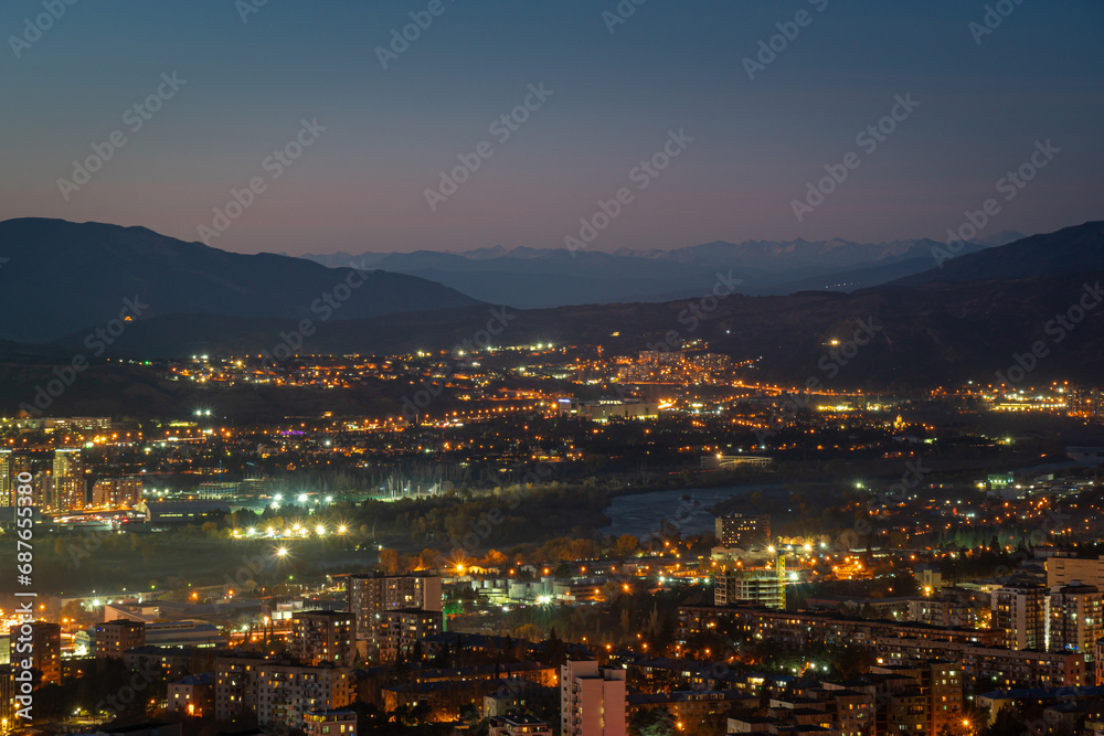 Old soviet residential district Gldani at night. Tbilisi Old soviet residential district Gldani at night. Tbilisi
