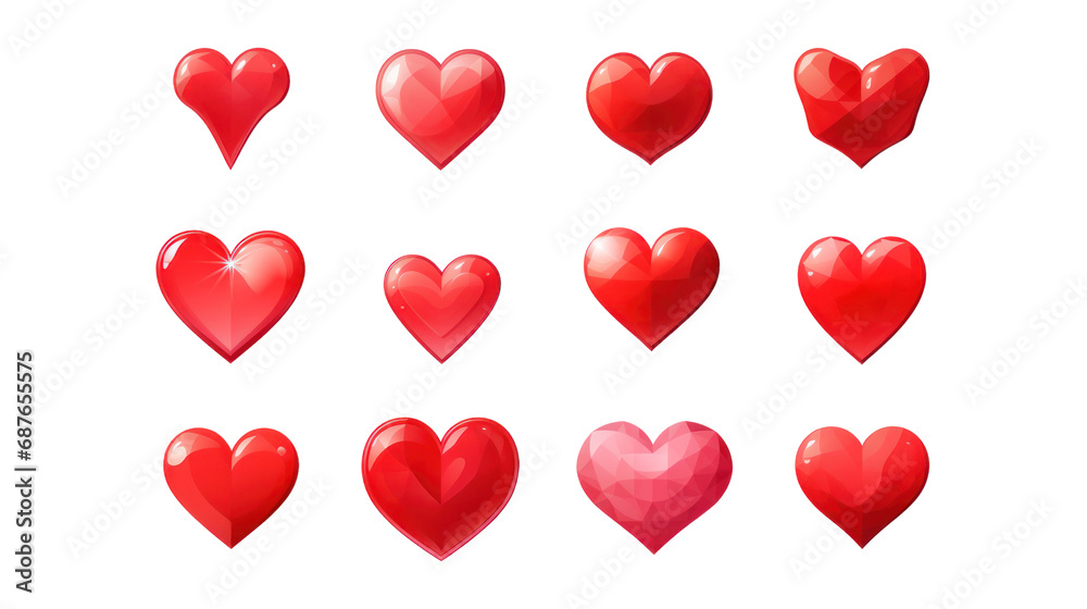 Collection of heart illustrations love symbol icon set love symbol ...