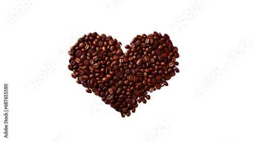 His coffee bean-shaped heart was pounding and his pulse was pounding. Fall in love and confess on Valentine's Day Isolated on transparent background. PNG file.