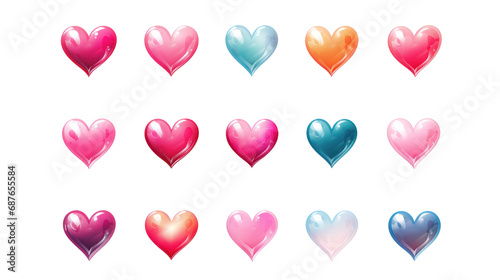 Collection of heart illustrations love symbol icon set love symbol vector Isolated on transparent background. PNG file.