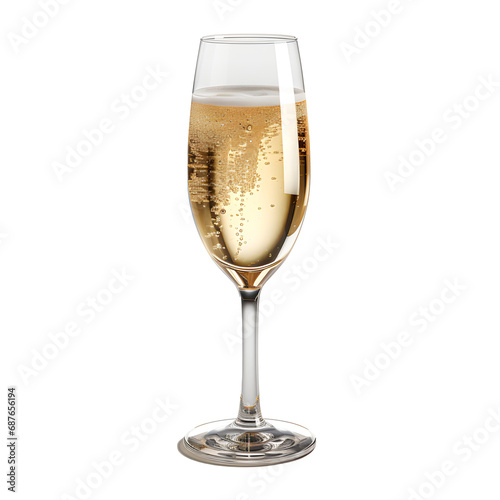 Crystal champagne glass with transparent background. PNG. photo