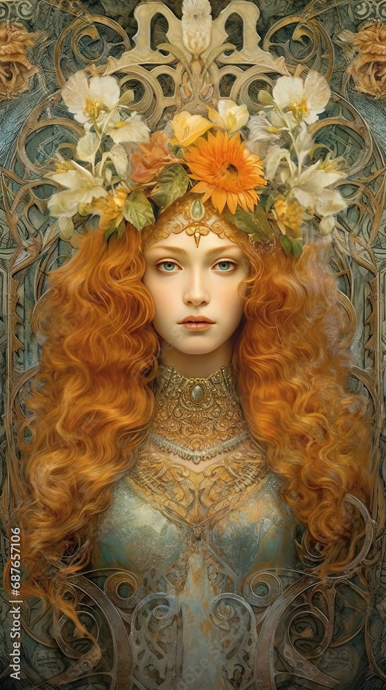 ginger woman with flowers ginger woman with flowers