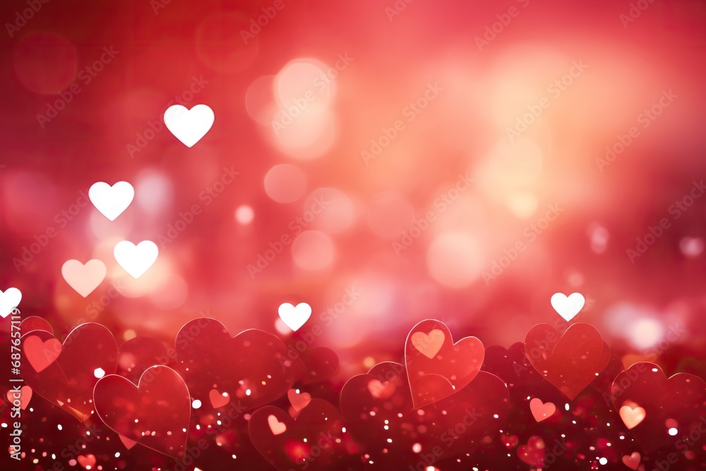 Saint Valentine's Day bokeh background with red heart shapes. Saint Valentine's Day bokeh background with red heart shapes.