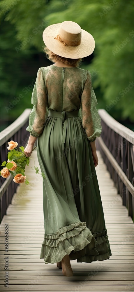 Girl walking on a bridge