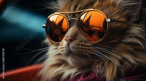 Cool rich successful Cat with sunglasses