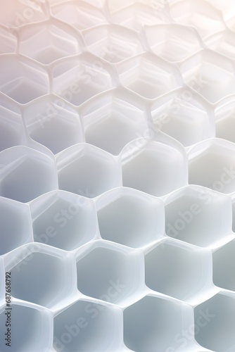 Honeycomb structure white fiber  solid color gradient background.
