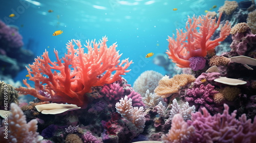 Coral reef underwater abstract background marine ecosystem underwater sea view. Wallpaper