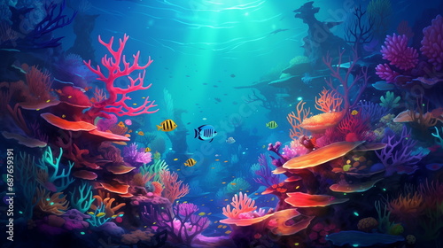 Coral reef underwater abstract background marine ecosystem underwater sea view. Wallpaper