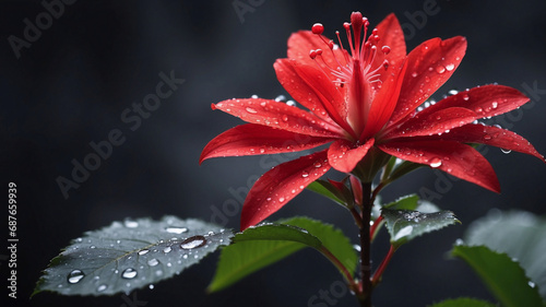 Beautiful Exotic Flower Dark Background Banner photo