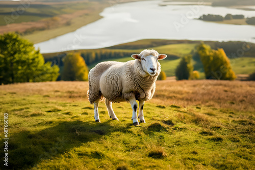 Sheep on a hill - Generative AI