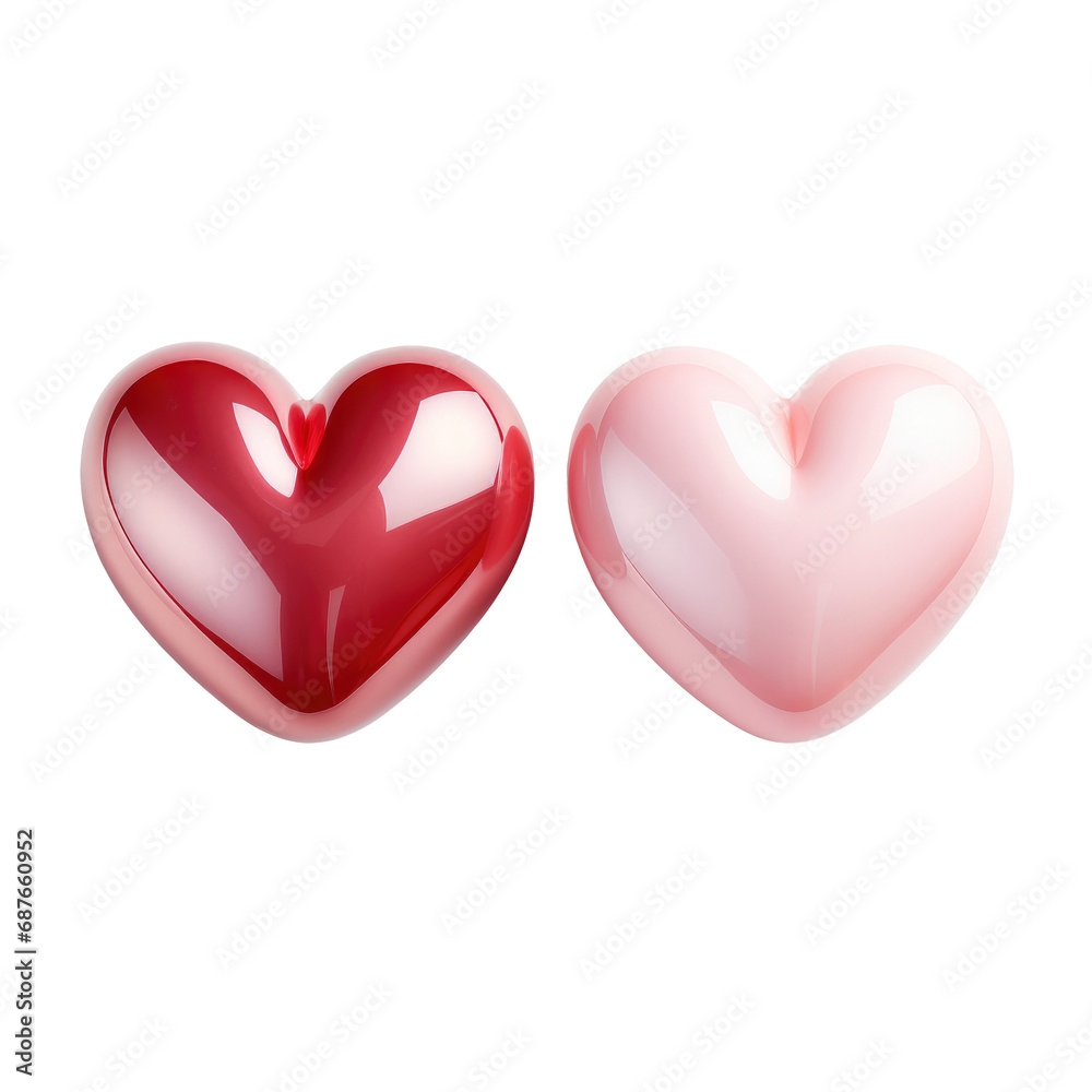 Hearts in plastic style, isolated on transparent background