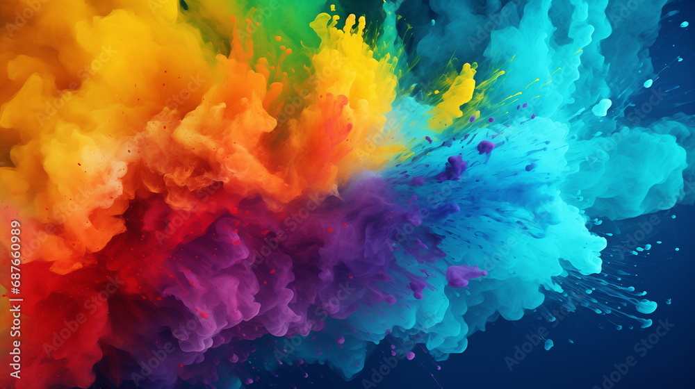 Holi color paint splatter powder festival explosion burst powder wide ...