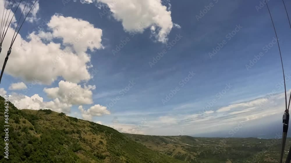 Paragliding tropical island ocean in the first person Paragliding tropical island ocean in the first person