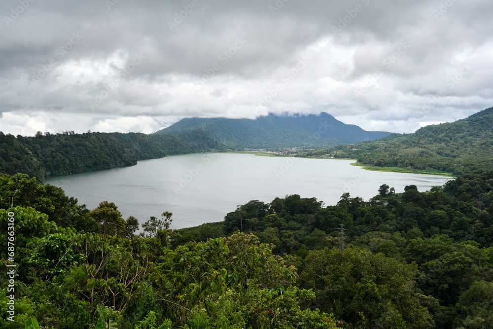 lake in mountains in bali