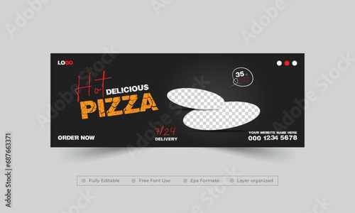 Pizza food menu social media facebook cover design, Creative promotional cover banner design for restaurant business