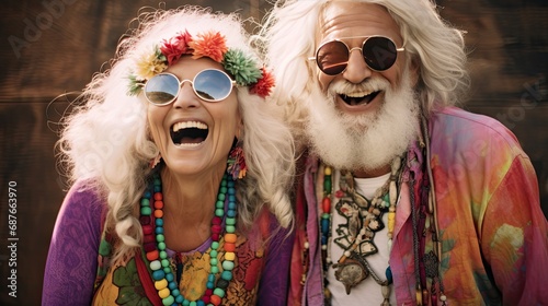 Senior men hippies