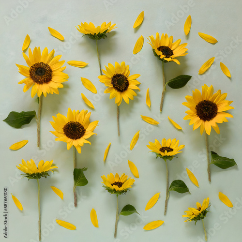 Studio floral display of Sunflowers