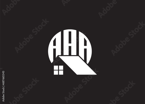 Real Estate Letter AAA Monogram Vector Logo.Home Or Building Shape AAA Logo photo