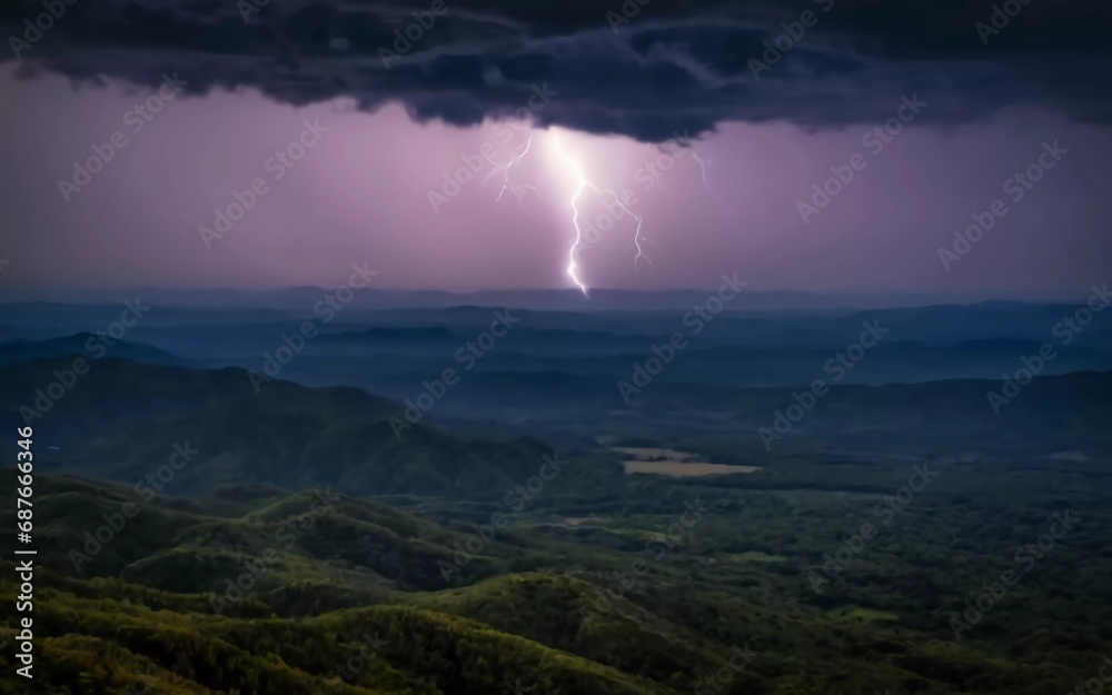 Stormy Skies Illuminate Modern Majesty: Witness the Dazzling Night Skyline Amidst Nature's Fury! Thunderstorm