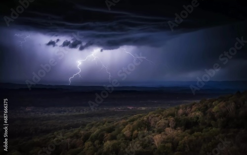 Stormy Skies Illuminate Modern Majesty: Witness the Dazzling Night Skyline Amidst Nature's Fury! Thunderstorm