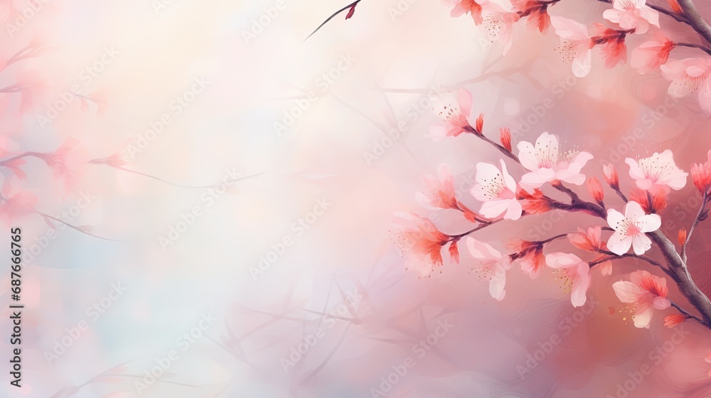 Spring watercolor background with flowers.