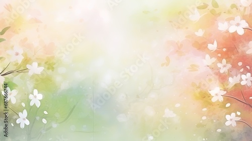 Spring watercolor background with flowers. © W&S Stock