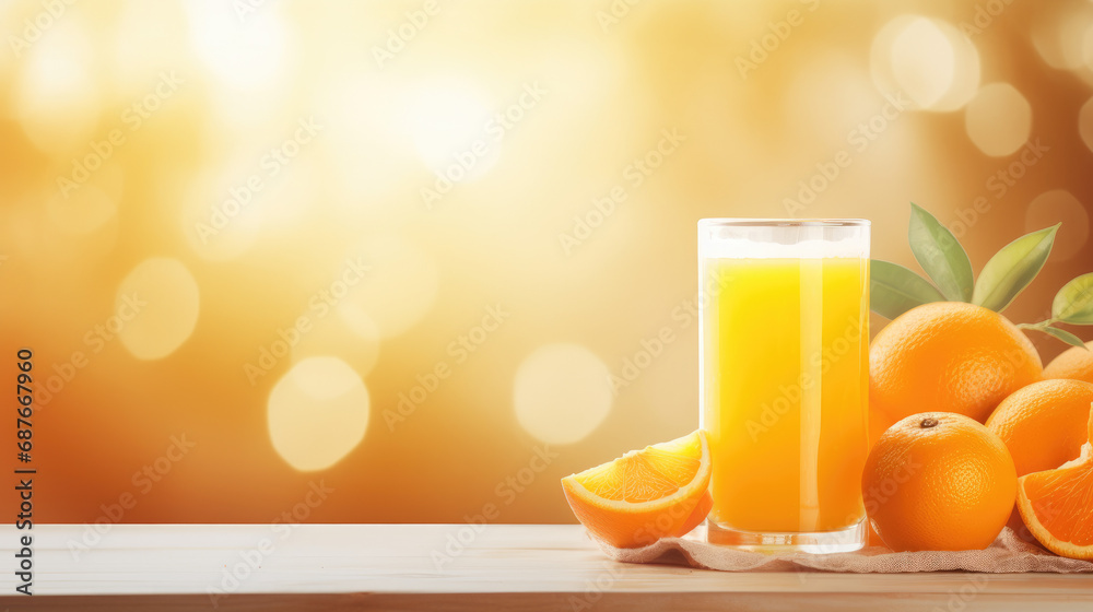Graphic banner with blurred background of a glass of orange juice Graphic banner with blurred background of a glass of orange juice