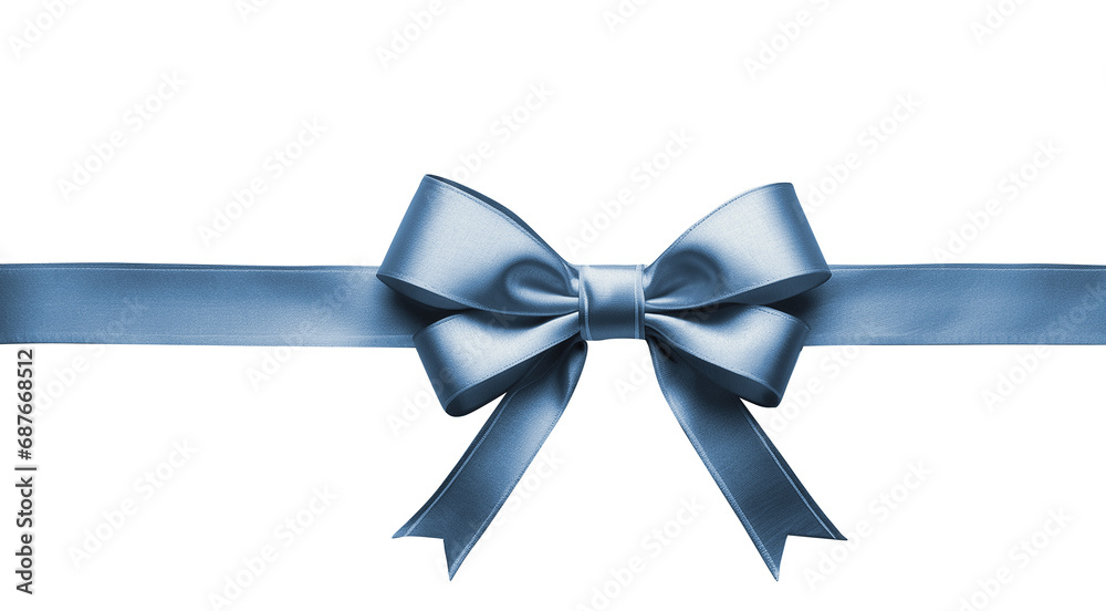 blue gift present ribbon with bow in center, top view, isolated on transparent background, PNG blue gift present ribbon with bow in center, top view, isolated on transparent background, PNG