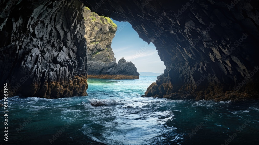 Beach Cave Stunning Rock Formation on Isolated Coastline