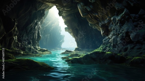 Calm Beauty of Nature Isolated Sea Cave in Scenic Coastal Landscape