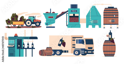 Industrial Production Of Wine Involves Harvesting, Crushing Grapes, Fermenting The Juice, Aging The Wine In Barrels