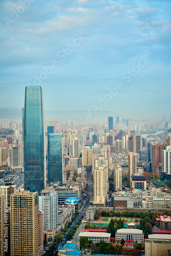 panoramic view from the height of the megalopolis with skyscrapers