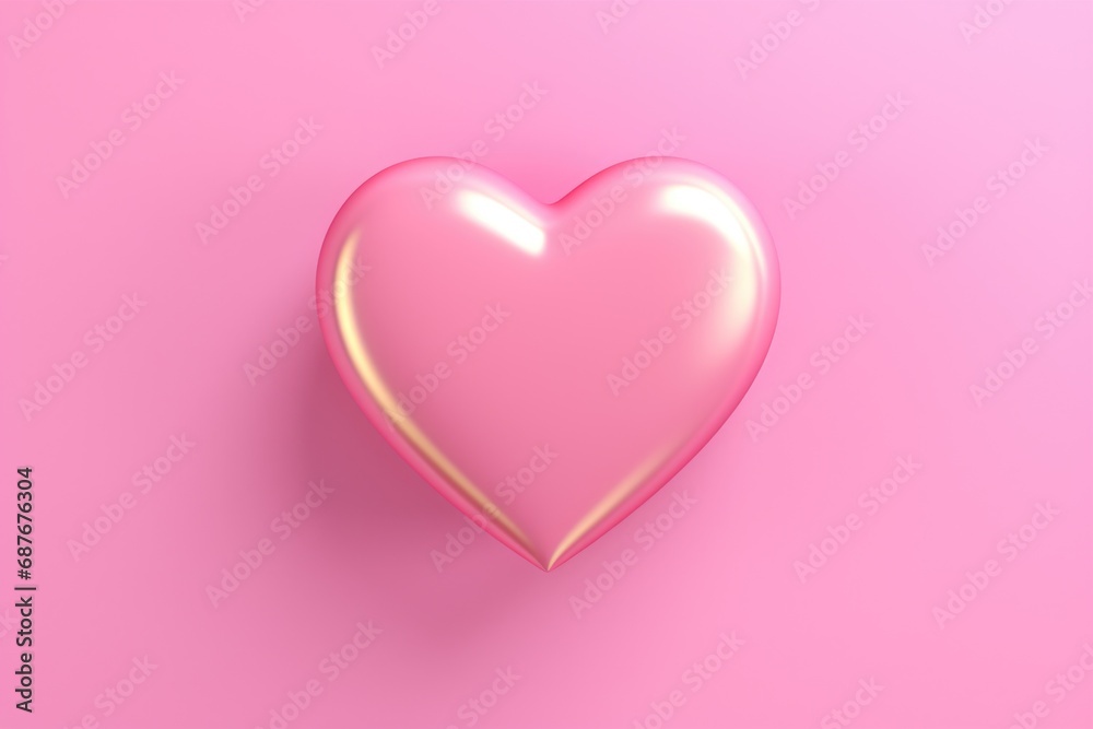 A pink heart shaped object on a pink background. Can be used for Valentine's Day or love-themed designs