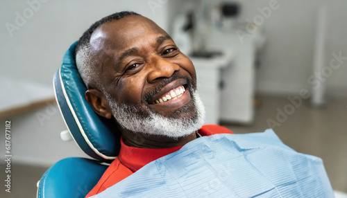 old man at a adult's dentistry for healthy teeth and beautiful smile photo
