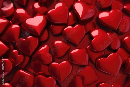 A pile of red hearts stacked on top of each other. Perfect for expressing love and affection.