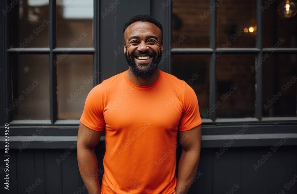 a nice portrait of a bearded man in an orange shirt, a nice portrait of a bearded man in an orange shirt,
