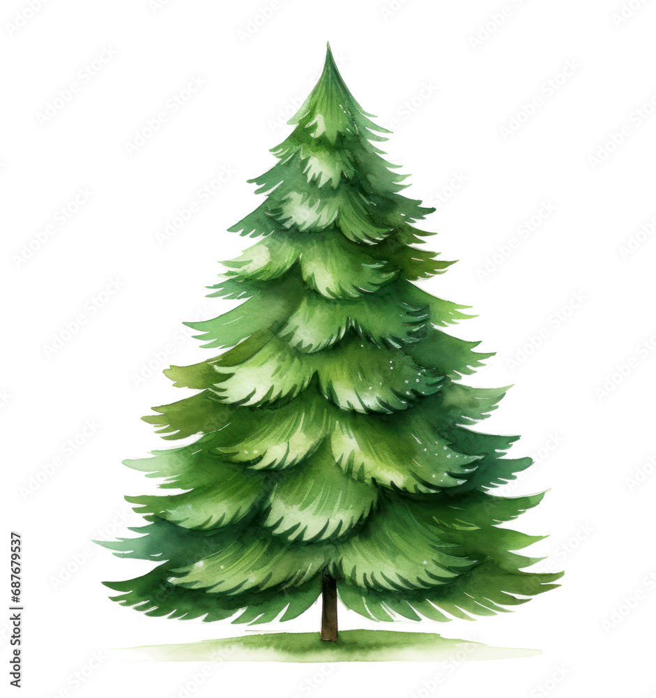Obraz premium a painted christmas tree on a white background,