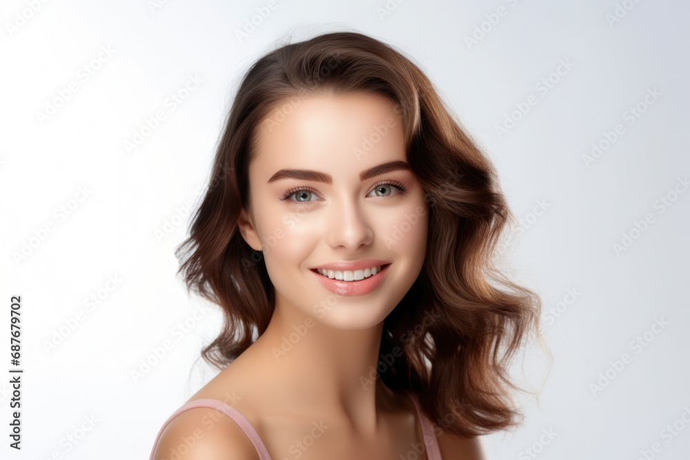 Stunning young woman with flowing brown hair. Stunning young woman with flowing brown hair.