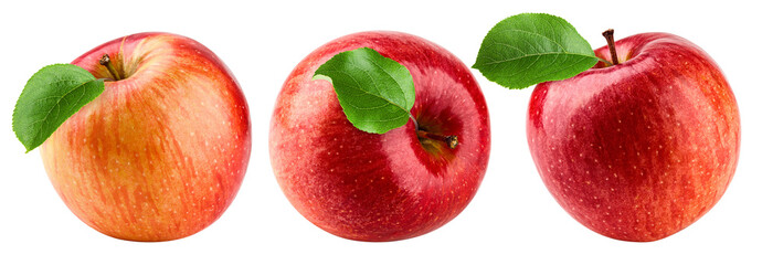 Red apple isolated on white background, full depth of field