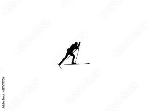 Cross Country Skier Silhouette isolated on white background