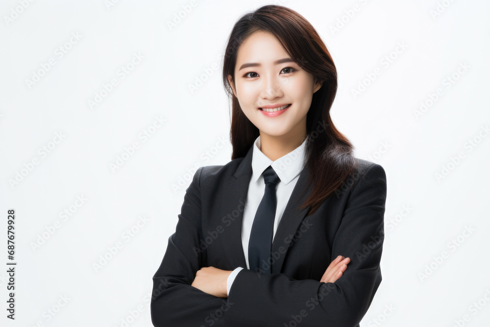 Confident woman dressed in suit and tie posing for professional picture. Perfect for business and corporate concepts. Confident woman dressed in suit and tie posing for professional picture. Perfect for business and corporate concepts.