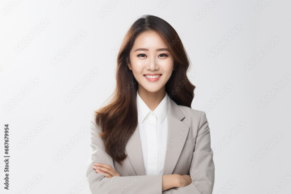 Woman in business suit posing for professional photo. Suitable for corporate websites and promotional materials. Woman in business suit posing for professional photo. Suitable for corporate websites and promotional materials.