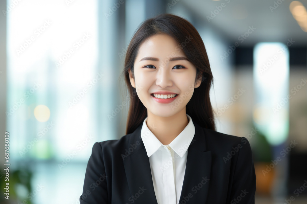 Woman in business suit smiling for camera. Suitable for corporate and professional themes. Woman in business suit smiling for camera. Suitable for corporate and professional themes.