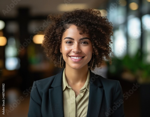 a smiling africanamerican business woman,