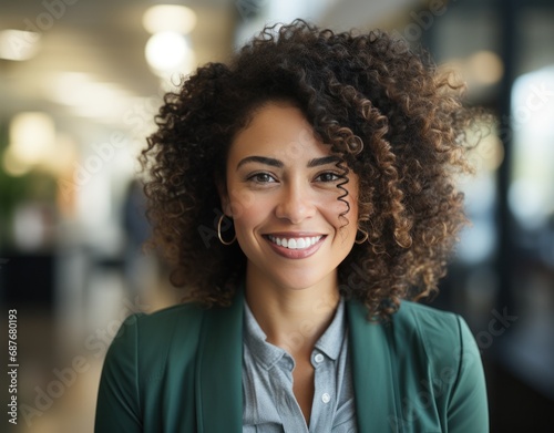a smiling africanamerican business woman,