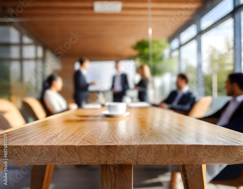 Business people in out of focus modern meeting room