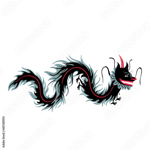 Wallpaper Mural Funky creepy blue dragon. Illustration in childish hand drawn style Torontodigital.ca